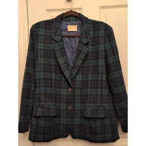 VTG Pendleton Wool Blazer Coat Women's Size 10 L  Blue Green Tartan Plaid Lined